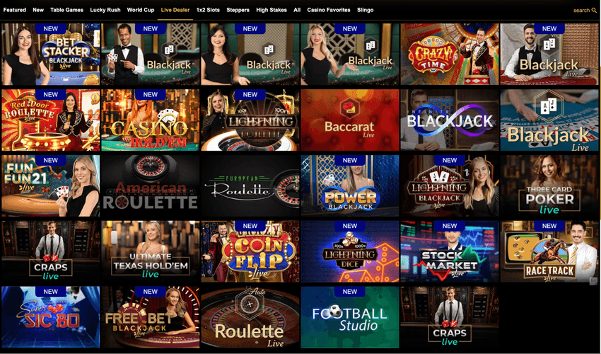 Eagle Casino Michigan Live Dealer Tables Eagle Casino Michigan live dealer section showcasing real-time blackjack, roulette, baccarat, and other live casino games.