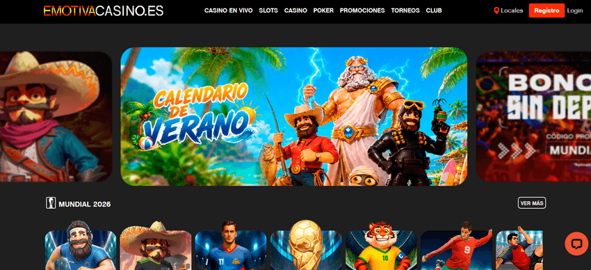 Página principal de Emotiva Casino Página de inicio de Emotiva Casino con promociones, juegos de casino y acceso a casino en vivo.