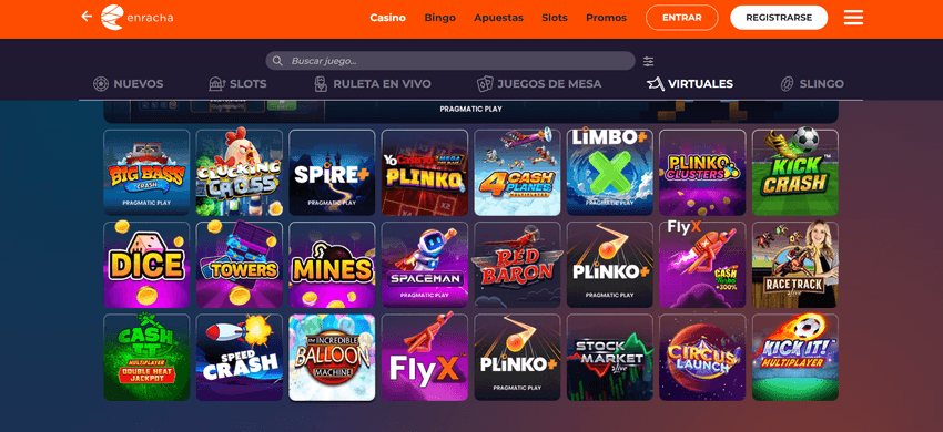 Juegos virtuales de Enracha Juegos virtuales y crash disponibles en Enracha Casino