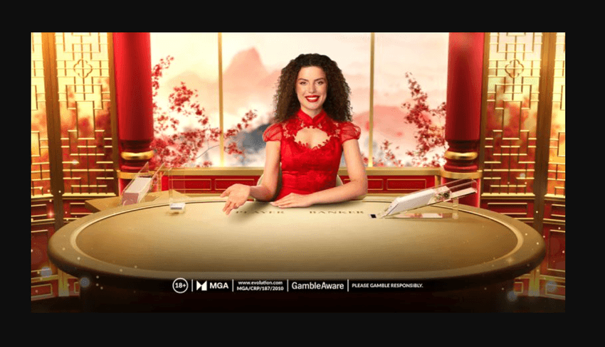 Insurance Baccarat by Evolution – Live Casino in Michigan Insurance Baccarat table with female dealer showing real-time online casino gameplay in Michigan