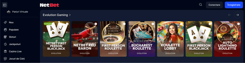 Jocuri Evolution Gaming la NetBet Jocuri Evolution Gaming la NetBet cu NetBet First Person Blackjack, Red Baron și Bucharest Roulette