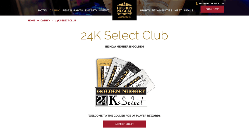 Golden Nugget 24K Select Club rewards program Golden Nugget 24K Select Club loyalty program cards