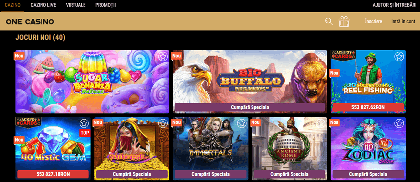 Secțiune jocuri noi cu sloturi recente și jackpoturi active