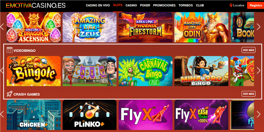 Juegos de Emotiva Casino Catálogo de juegos de Emotiva Casino con videobingo, crash games y otros títulos de casino.