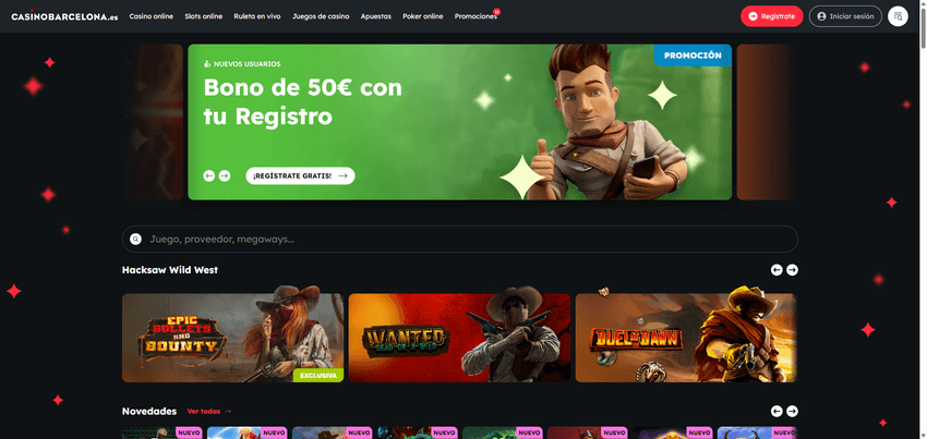 Lobby de Casino Barcelona online con juegos y promociones