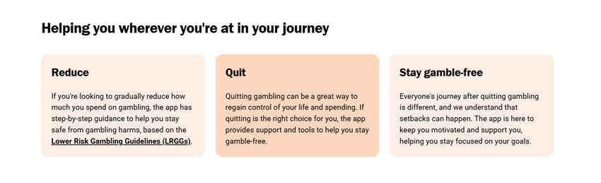Reduce, Quit, and Stay gamble-free guidance cards