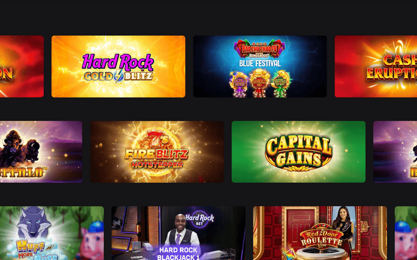 Screenshot of Hard Rock Michigan casino games section