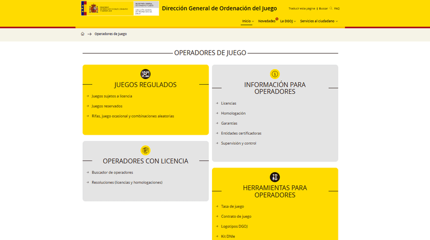 Portal de operadores con licencia DGOJ Página web oficial de la DGOJ