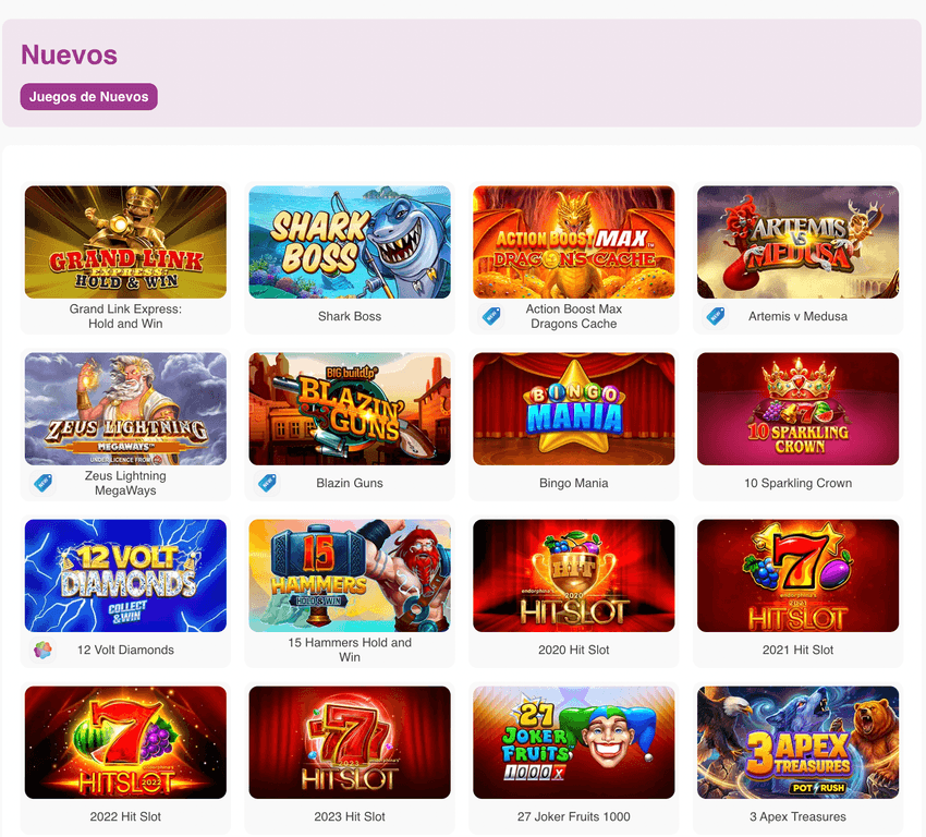 Catálogo de nuevos juegos de Luckia con tragamonedas recientemente añadidas al casino online.