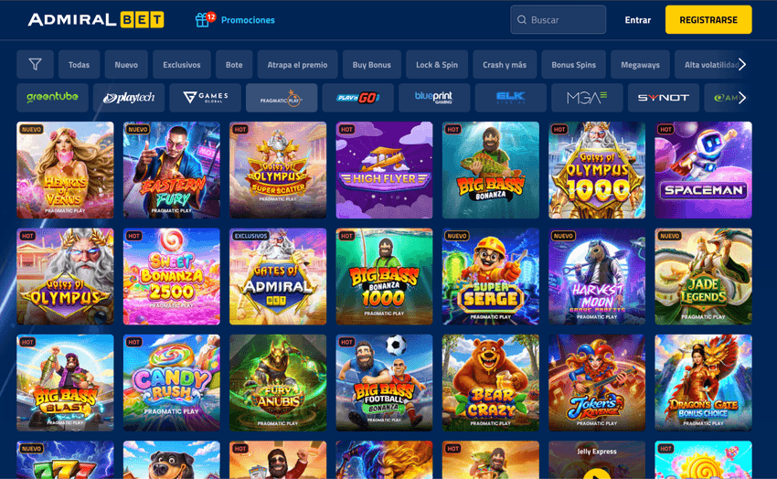 Pragmatic Play en AdmiralBet Casino Catálogo de slots de Pragmatic Play en AdmiralBet España