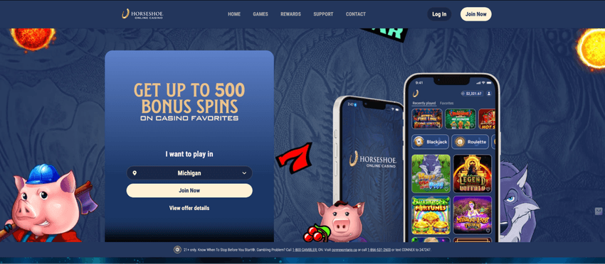 Horseshoe Michigan Welcome Bonus Horseshoe Online Casino Michigan welcome bonus page displaying promotional offers for new players