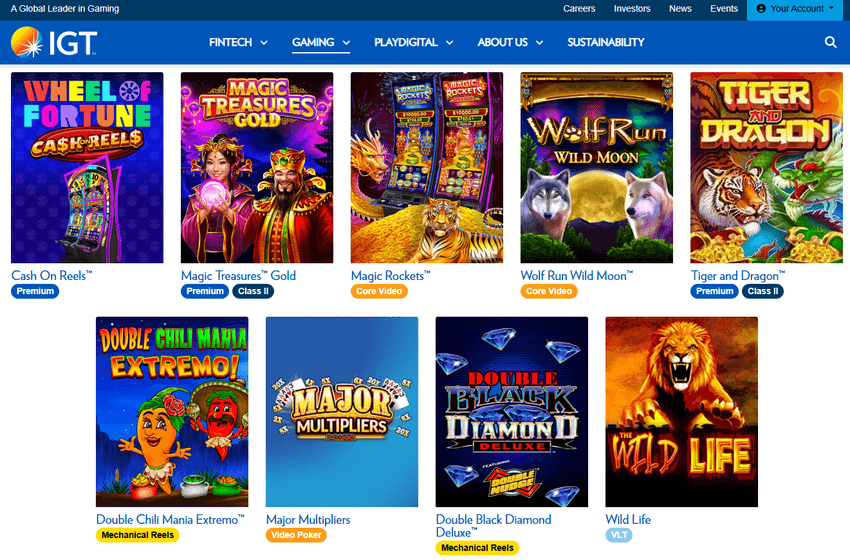 Screenshot of popular IGT slot games for Michigan players