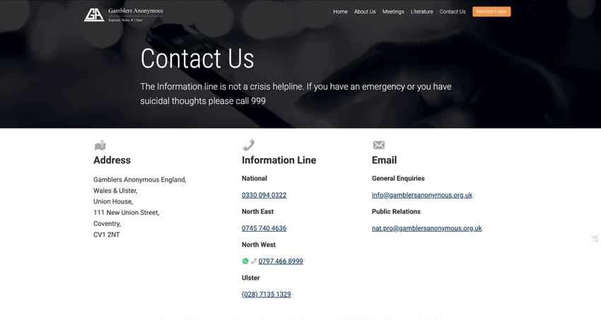 Contact Gamblers Anonymous UK – National and Local Helplines Gamblers Anonymous UK contact details for support and local helplines
