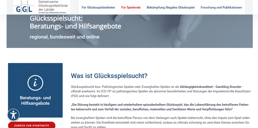 GGL – Unterstützung bei Glücksspielsucht Informationen zu Glücksspielsucht und verfügbaren Hilfsangeboten der GGL
