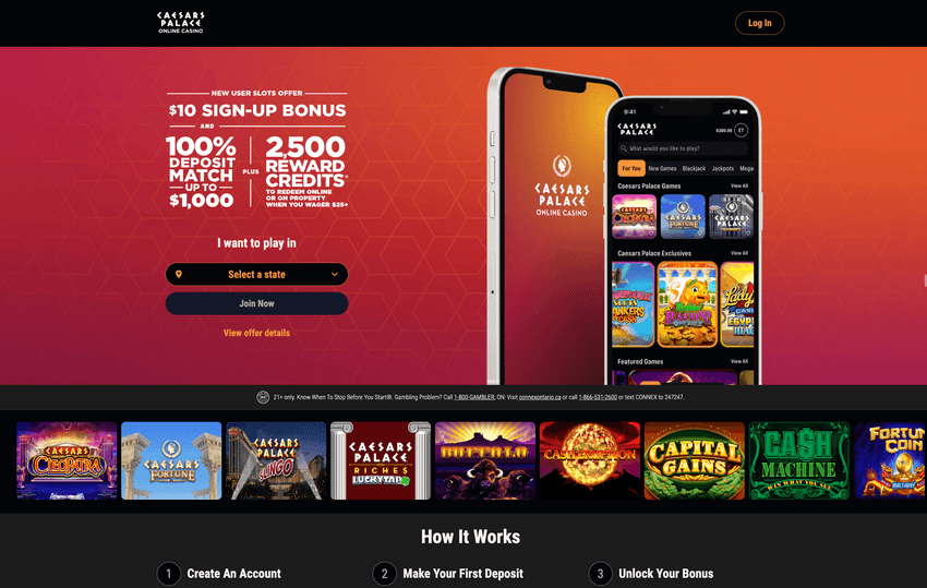 Caesars Palace MI deposit bonus screenshot Screenshot of Caesars Palace Online Casino Michigan deposit bonus