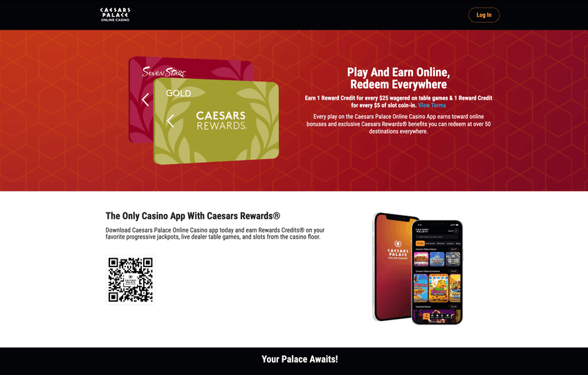 Caesars MI rewards screenshot Screenshot of Caesars Michigan Caesars rewards section