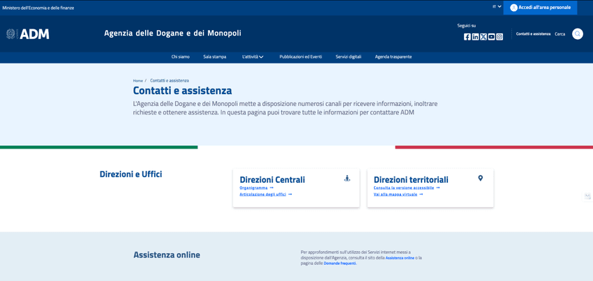Pagina Contatti ADM