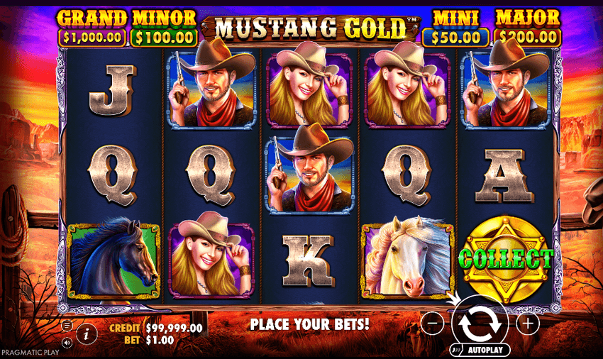 Mustang Gold – jackpot fijo de Pragmatic Play Mustang Gold: jackpot fijo con símbolo Collect