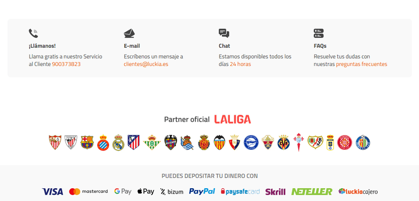 Opciones de atención al cliente en Luckia Casino