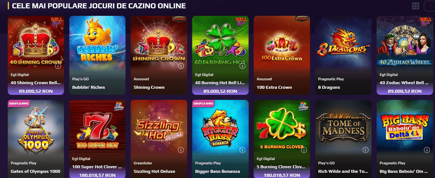 Jocurile Casino Royale Lobby-ul Casino Royale cu sloturi populare, jackpoturi și jocuri de la furnizori internaționali.