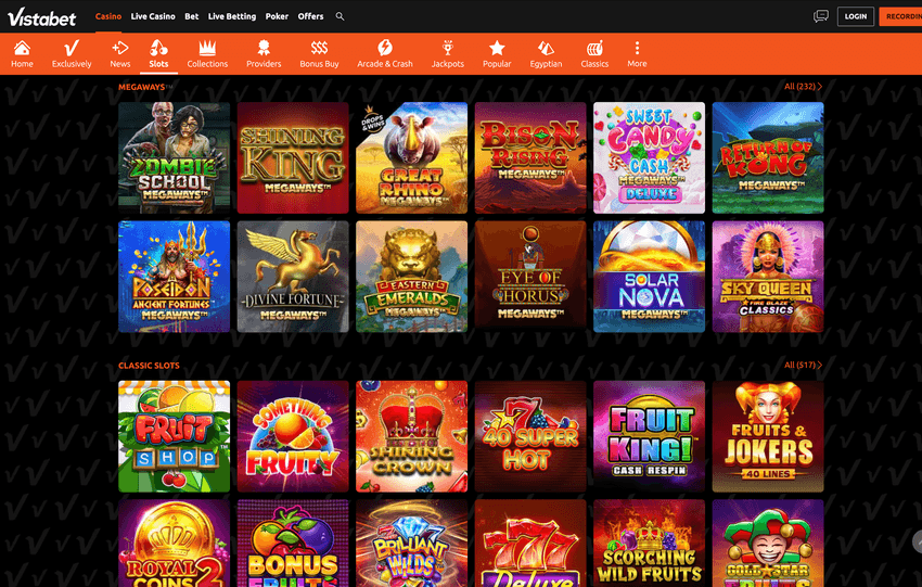 Vistabet καζίνο παιχνίδια slots με μεγάλη ποικιλία φρουτάκια και προοδευτικά τζάκποτ