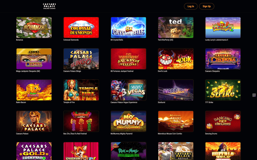 Caesars Palace MI slots screenshot Screenshot of Caesars Palace Michigan slots section