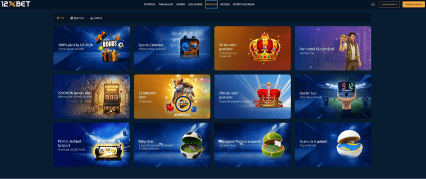 Bonusuri și promoții disponibile la 12xBet Pagina de promoții 12xBet cu bonusuri pentru cazino, rotiri gratuite, jackpoturi și promoții sportive.