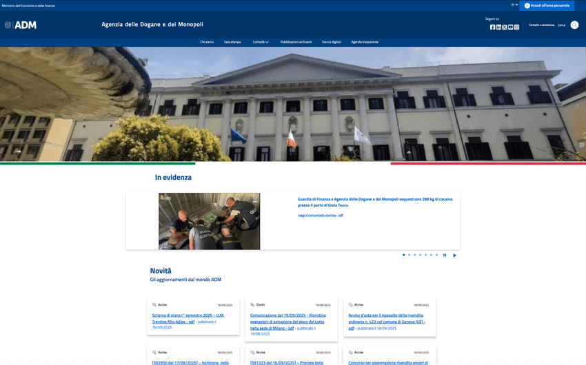 Homepage ufficiale ADM