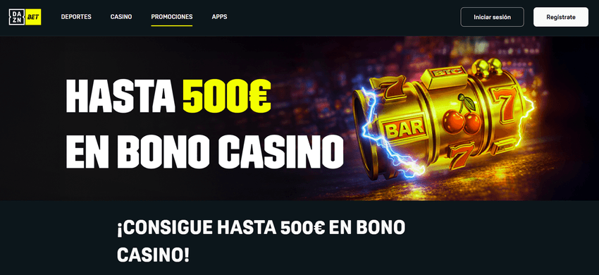 Bono de bienvenida de DAZN Bet Promoción de bienvenida de DAZN Bet con un bono de casino de hasta 500 €.