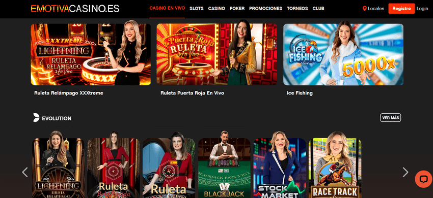 Casino en vivo de Emotiva Casino Catálogo de casino en vivo de Emotiva Casino con mesas de ruleta y otros juegos en directo.