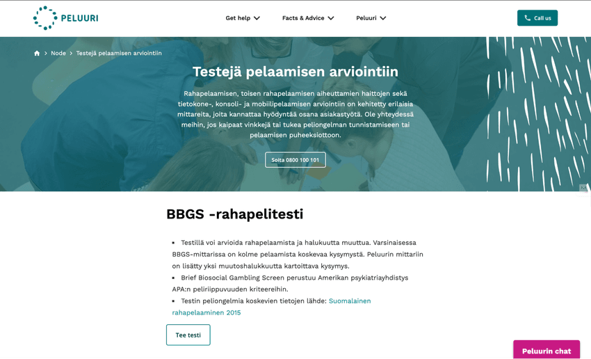 BGS-rahapelitesti Peluuri-verkkosivustolla