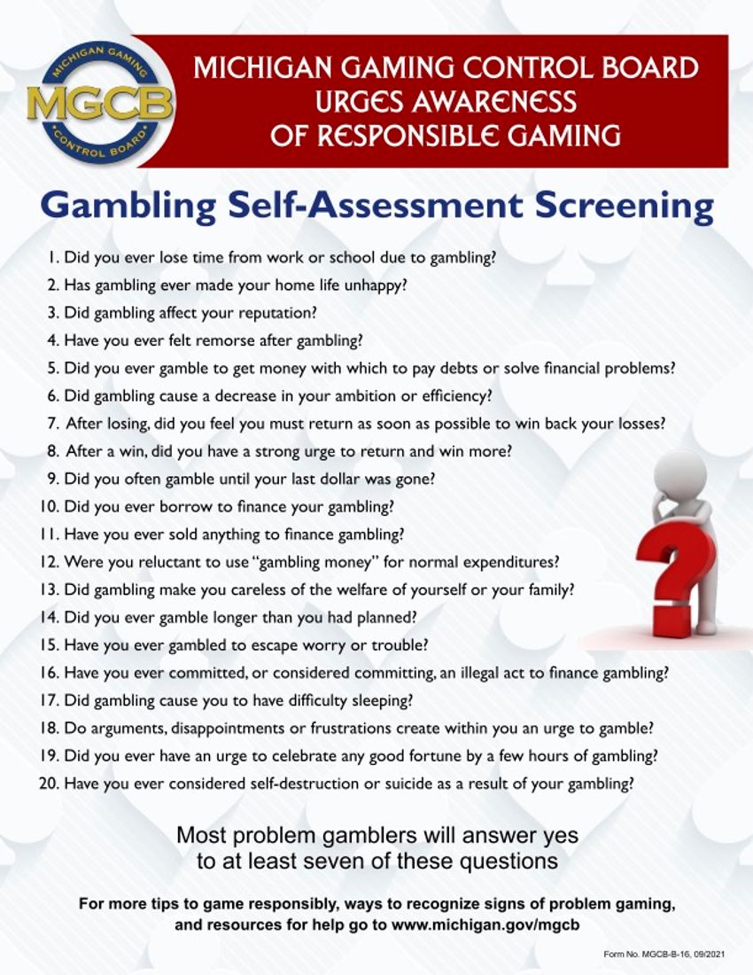 MGCB gambling self-assessment screening questions