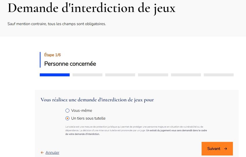 Formulaire ANJ de demande d’interdiction de jeux
