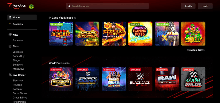 Fanatics Casino Game Library Fanatics Casino Michigan game library featuring online slots, table games, jackpots, and specialty casino titles.