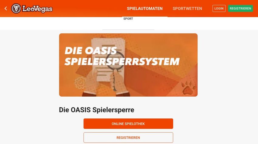 OASIS Spielersperre in legalen Online-Casinos