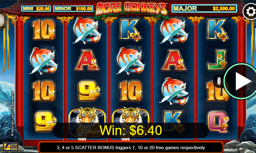 Stellar Jackpots: More Monkeys winning combination Stellar Jackpots More Monkeys slot showing a winning combination on the reels