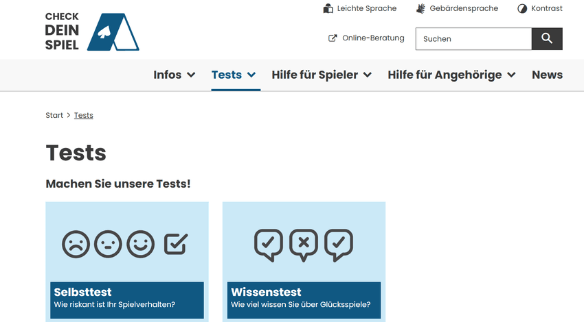 Selbstbewertung des Spielverhaltens und Wissenschecks