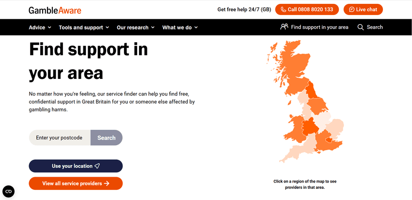 Local Gambling Support Map