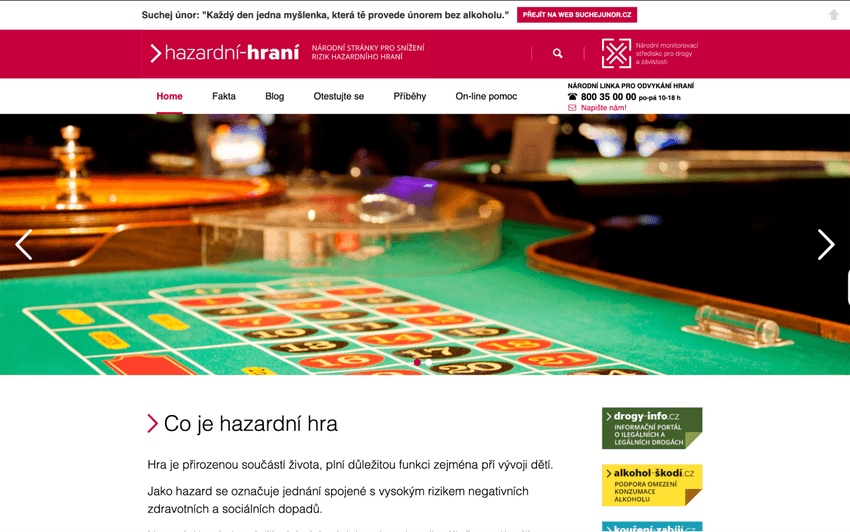 Oficiální národní stránky hazardni-hrani.cz s informacemi o prevenci a pomoci při závislosti na hazardu.