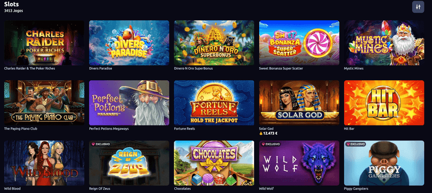 Variedade de slots no casino online Betano