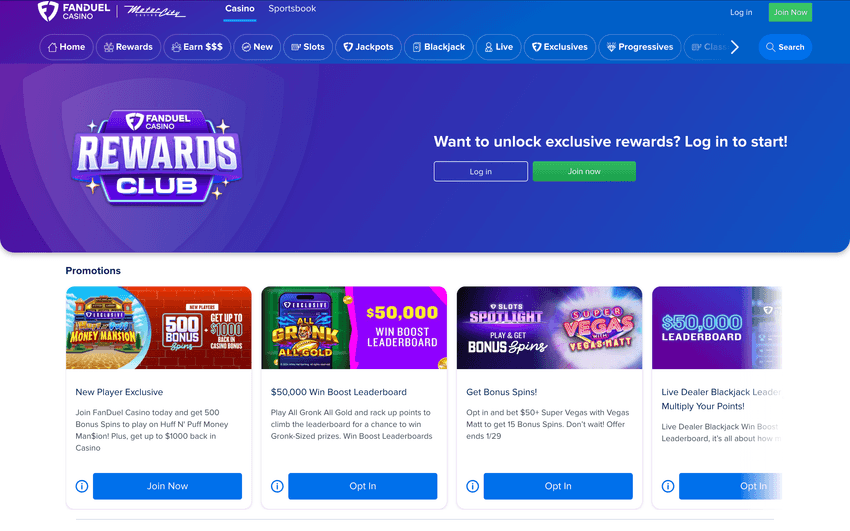 FanDuel Casino MI bonuses and promotions FanDuel Michigan promotions section screenshot