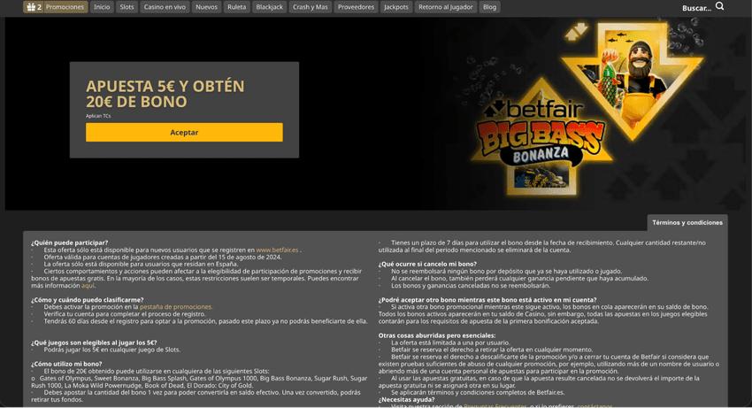 Oferta de Betfair para jugar a Sweet Bonanza Promoción de Betfair válida para Sweet Bonanza y otras tragaperras
