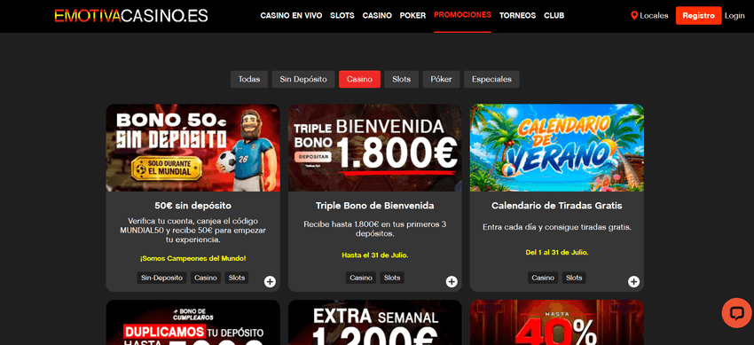Promociones de Emotiva Casino Promociones de Emotiva Casino con bonos de bienvenida, bono sin depósito y calendario de tiradas gratis.