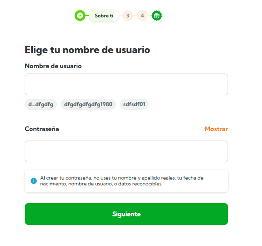 Registro Botemanía cuenta Formulario de registro Botemanía con creación de usuario