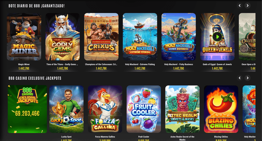 Juegos con jackpot progresivo y jackpots exclusivos disponibles en 888 Casino