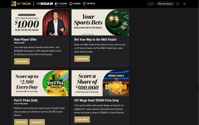 BetMGM Casino Michigan bonuses screenshot Screenshot of BetMGM Casino bonuses in Michigan