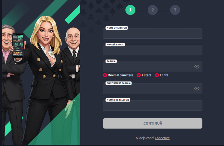 GetsBet creare cont utilizator Formular de înregistrare GetsBet pentru crearea contului