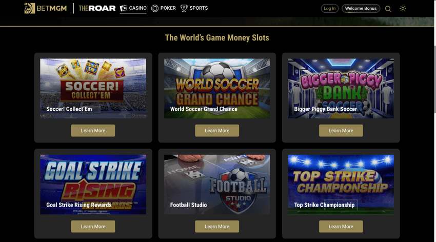 BetMGM Casino West Virginia homepage featuring casino games, promotions, and player account navigation.