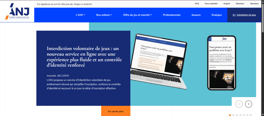 Service d’interdiction volontaire ANJ ANJ interdiction volontaire de jeux en ligne