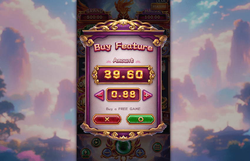 Phoenix Fever slot buy feature option on the gameplay screen